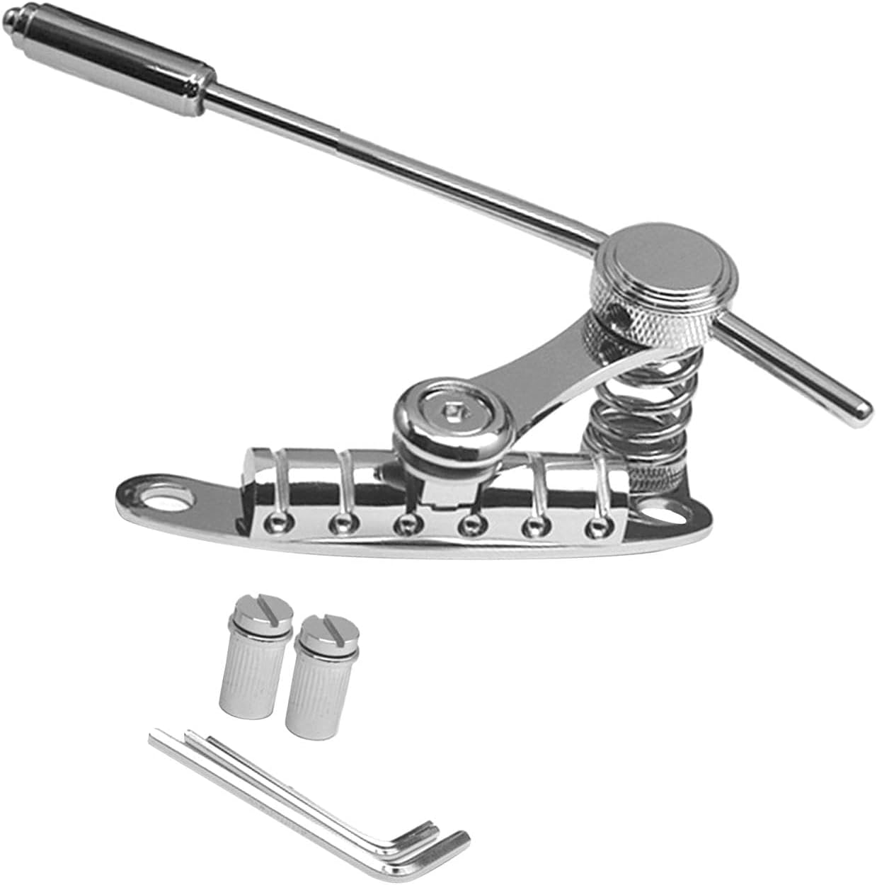 Chrome Electric Guitar Bridge Vibrato Tailpiece Tremolo System,Tune-O-Matic Style Guitar Bridge for LP SG Style Guitar Vibrato System with Hardware Kit