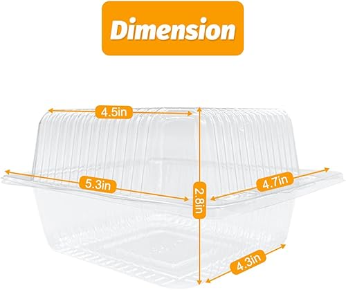 Miniatura 2 de 100 recipientes de plástico transparente con bisagras para alimentos recipientes desechables para tartas de comida con tapa para postres pasteles