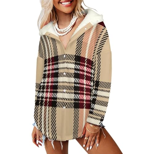 Manteaux mi-longue à bouton femme blouson tartan hiver et veste polaire