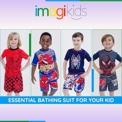 Image of Marvel Boys' Swimwear 2-Piece Rashguard and Swim Trunks Set Toddler to Big Kid