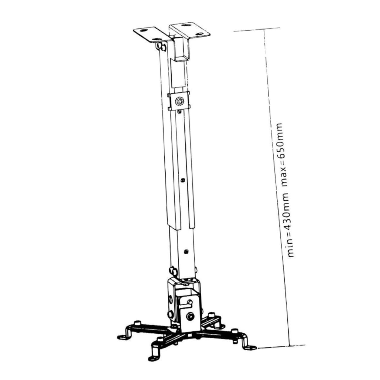 Supporto per Proiettore da Soffitto in Ferro Bracci Doppi Articolati Regolabili, Portata 15kg, Piastra da Soffitto, per Proiettori LED Orientabili