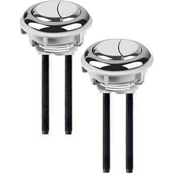 Double Push Button Toilet Flush Button Cistern Replacement Parts Toilet Flush Push 2 Pieces Replacement Toilet Flush Knob Toilet Tank Knob with Thread Diameter 48 mm Round