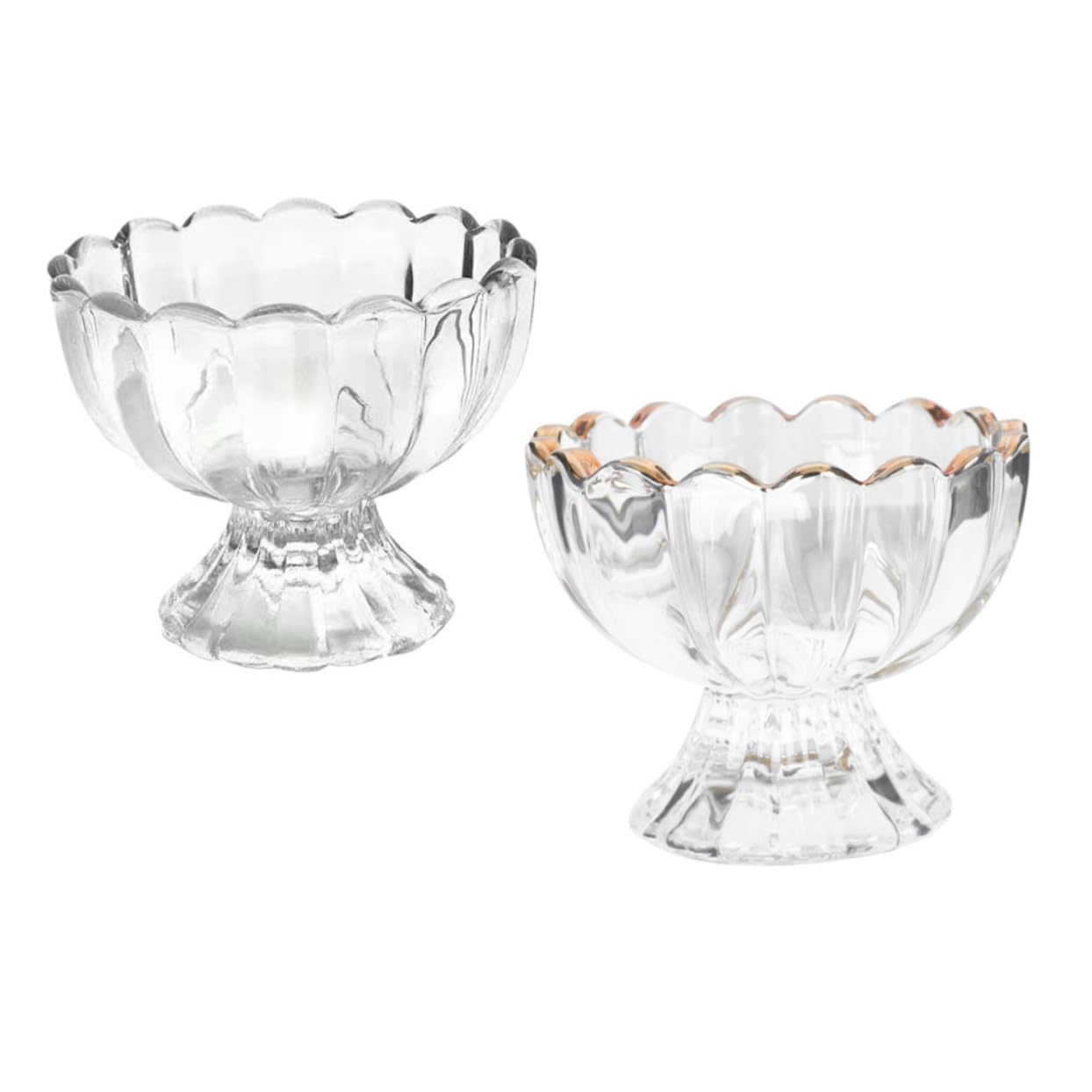 WEKADRIN Gold Edge Glass Cups Ice Cream Bowl Salad Jam Container 2pcs Set Sturdy Easy Clean for Events