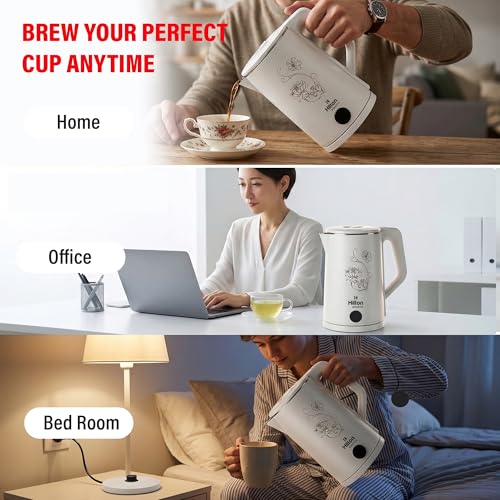 Image of Hilton Premium White 2 Litre Electric Kettle | 1500-Watt with Stainless Steel Body, Cool Touch Handle, Auto Switch-off Mechanism for Boiling Water, Tea, Coffee & instant noodles