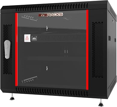 Sysracks 9U Networking Cabinet 24-inch Depth Server Rack Locking Network Enclosure with Fan, Power Strip, Shelves, Feet, Dust-Tight Cable Entries and Other Accessories