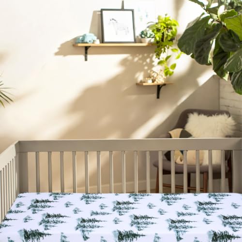 Image of JISEN Baby Fitted Crib Sheets for Boys Girls 52x28 Inch Woodland