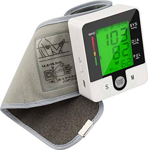 Electric Wrist Blood Pressure Monitor Digital Heart Beat Rate Pulse Meter Voice Alarm Automatic Home Blood Pressure Meter Kit Sphygmomanometers Pulsometer Medical Equipment for Health Care