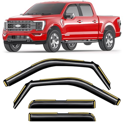 CZShiYue in-Channel Window Rain Guards Fit for 2021-2025 Ford F150 SuperCrew Truck Extra Durable Deflectors Window Vent Visors Shades Exterior Car Accessories
