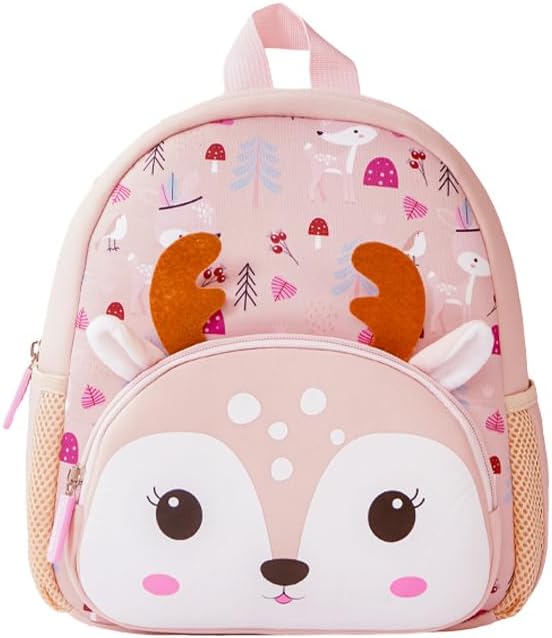 Mochila preescolar para niños pequeños, mini bolsa de viaje de dibujos animados de animales para niños y niñas, Rosa claro, Classic
