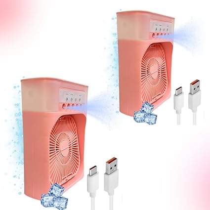 Drumstone Personal Air Cooler, Portable Air Conditioner Fan with 7 Colors LED Light, 1/2/3 H Timer, 3 Wind Speeds and 3 Spray Modes
