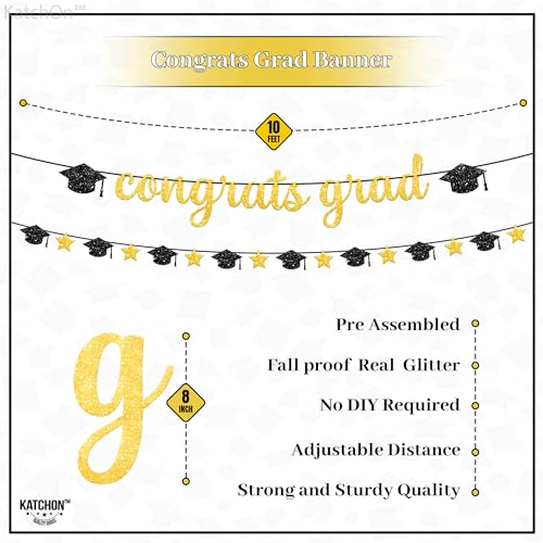 Image of KatchOn, Graduation Decorations Class of 2024 Black and Gold - Pack of 153, Serve 25 | Serve 25