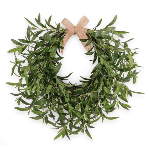Artificial Olive Wreath for Front Door - 22 Inch Faux