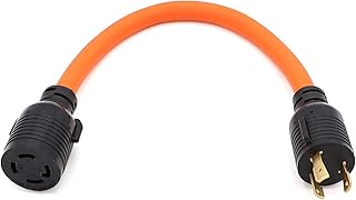 1.6FT 4 Prong to 3 Prong Generator Plug Adapter Cord, Nema L5-30P Generator Male to Nema L14-30R Transfer Switch Female, 10 AWG, 30 AMP and 7500 Watts Overload