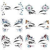 Lady Up 6 PCS Face Gems Stickers Rhinestones Crystals Rainbow Mermaid Face Jewels Glitters Temporary Tattoos Stickers for Festival Halloween Carnival Party