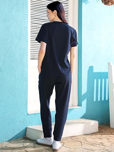 Image of ZEYO Night Suit for Women's Typography Printed Cotton Night Dress of Top and Joggers