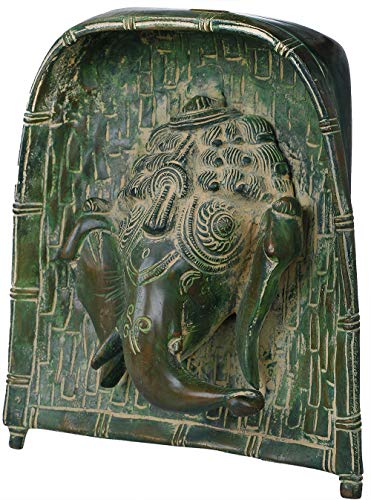 Sculpture en laiton Ganesha suspension murale Inde déco Vert Chola - 3