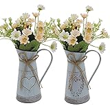 【Design】Diese Vintage Vase aus Metall hat ein einzigartiges Design in Herzform und mit Seilen, verzinkte retro verblichen, um ihm das Vintage-Landhausgefühl zu verleihen, Hinzufügen einer künstlerischen und natürlichen Atmosphäre.