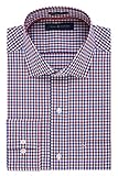 Tommy Hilfiger Men's Non Iron Regular Fit Check Spread Collar Dress Shirt, Rouge, 17.5' Neck 34'-35' Sleeve