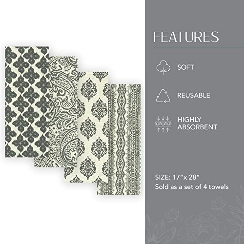 Elrenehomefashionseverydaycasualprintsassortedcottonfabrickitchentowelssetof417x28gray4count Urban Country Home Decor Elrene home fashions everyday casual prints assorted cotton fabric kitchen towels set of 4 17 x 28 gray 4 count urban country home decor
