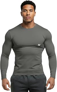 NINQ Full Sleeve Compression, Workout, Round Neck, Down Shoulder T-Shirt - Men's Gym, Athletic & Sports Tights for Fitness Price In India