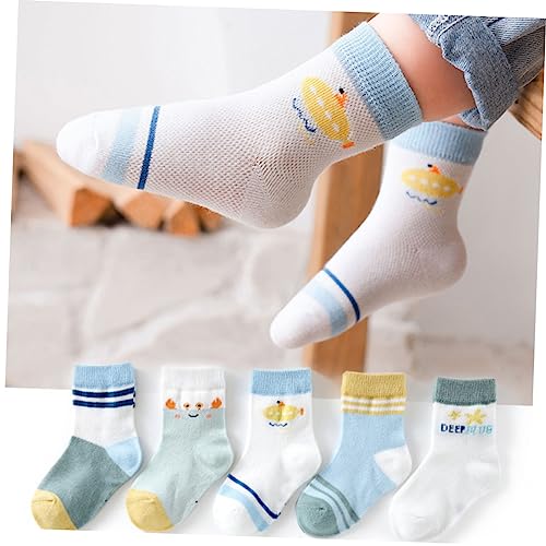 5pair Breathable Mesh Socks for Boys and Girls of Mid-calf Socks Lightweight and Unisex Design for Boys and Girls for Daily Wear Ages4