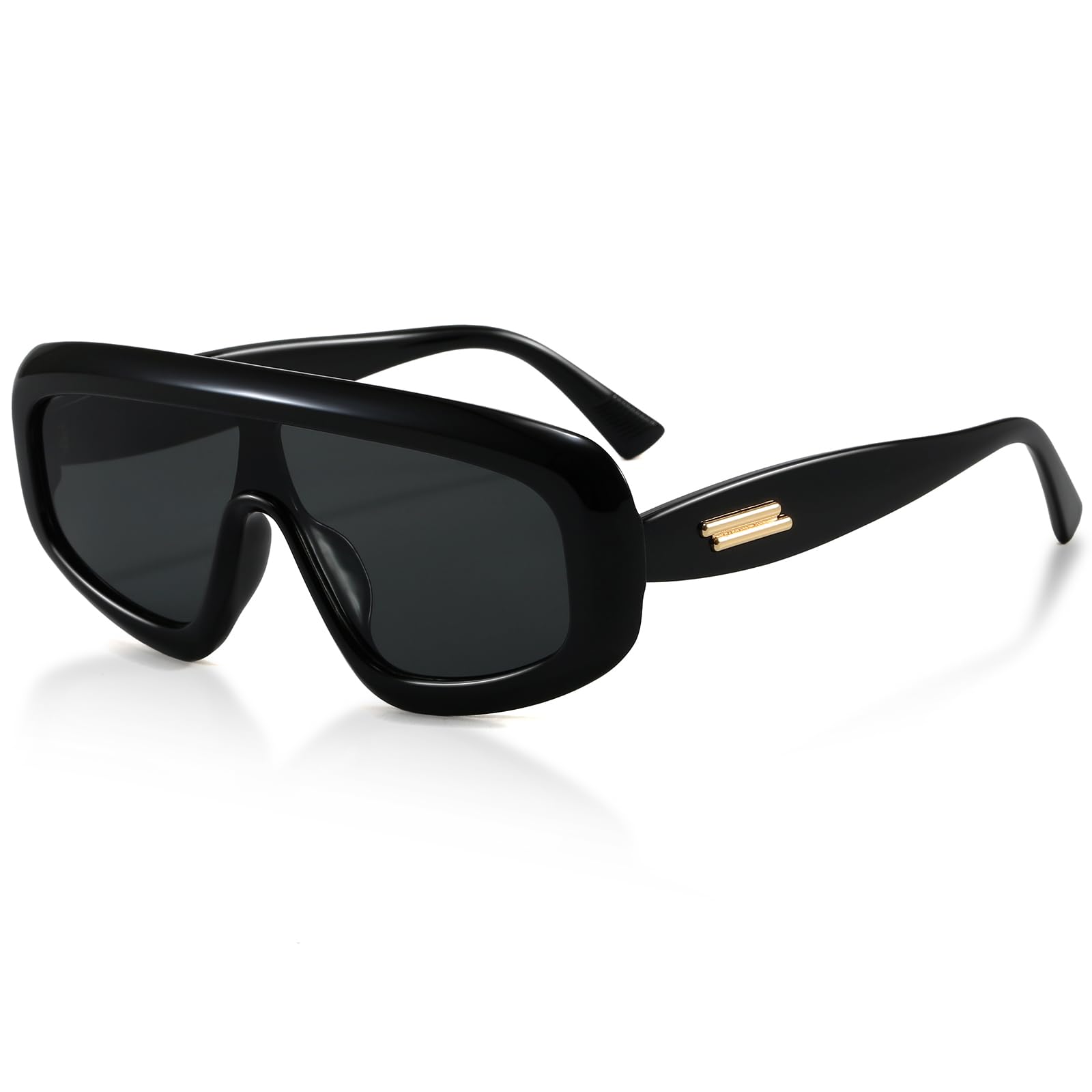 SevenColor Fashion Oversized Sunglasses for Women Men 2026 Trendy Big Shield Sun Glasses Designer Style Shades (Black/Grey)