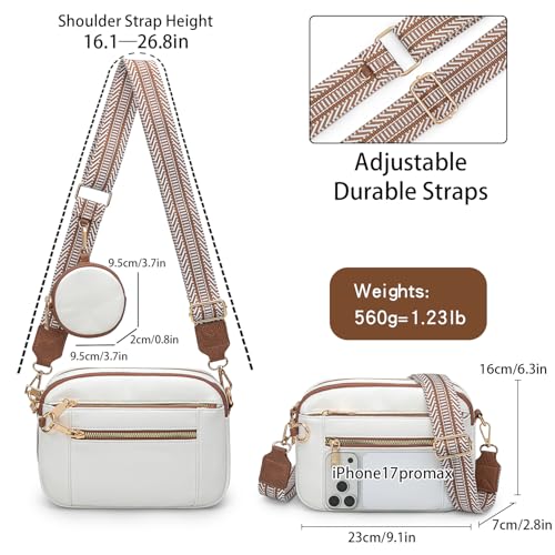 Crossbody Bag for Women, Convertible Belt Bag with Adjustable Strap and Coin Purse (White) - Image 3