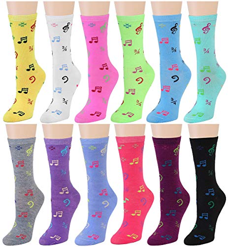 Image of Falari 12 Pairs Women's Cotton Crew Socks Assorted Colors
