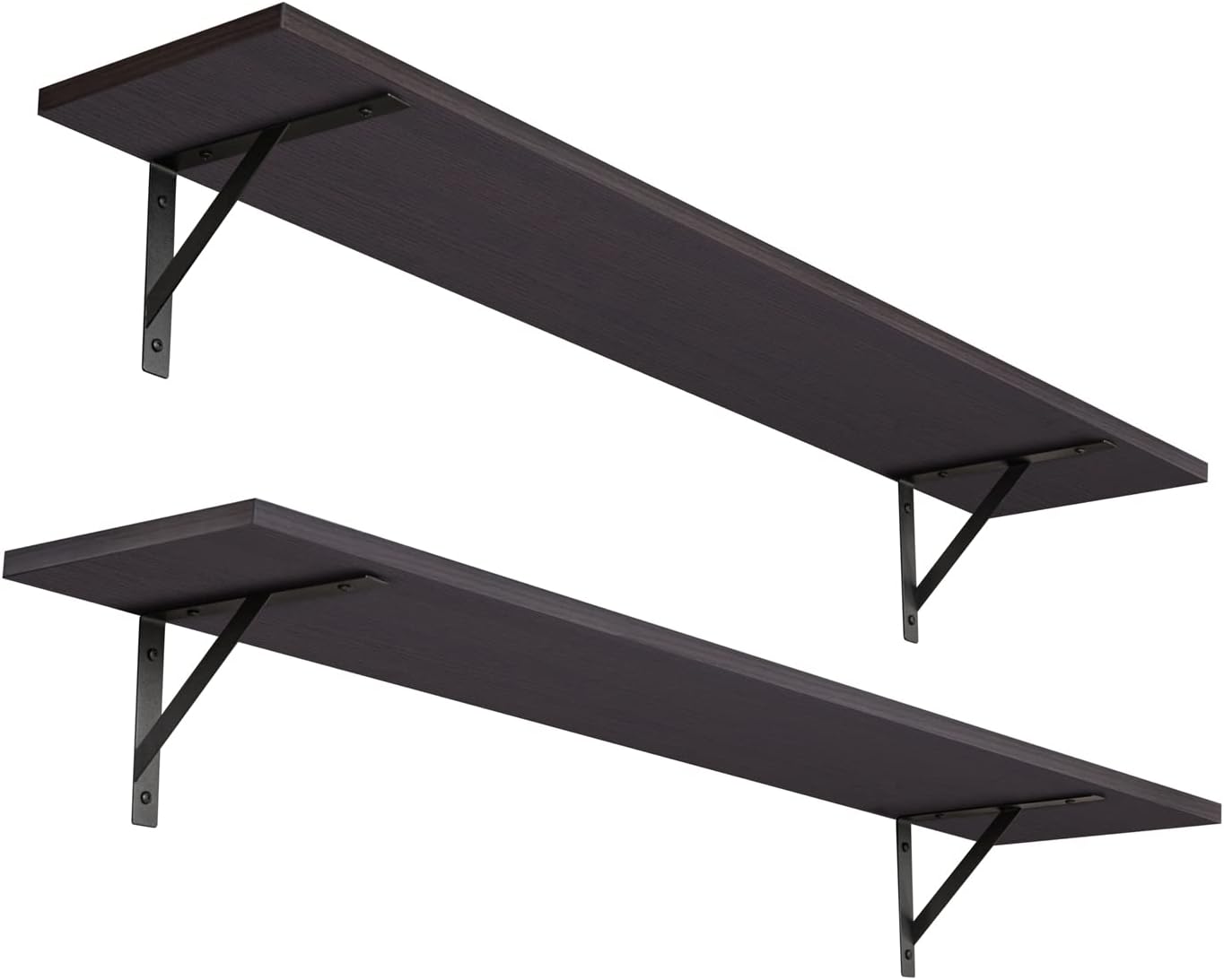 DINZI LVJ Long Wall Shelves, 39.4Inch Wall Mounted Shelves Set of 2, Extra Large Wall Storage Ledges with Sturdy Metal Brackets for Living Room, Bathroom, Bedroom, Kitchen, Espresso 39.4 Inch Espresso