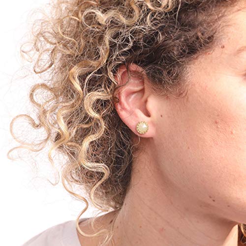 Gold Jade Earrings Light Green Stone Stud 14K Gold Filled Crown Jewelry Set For Women #TOP3