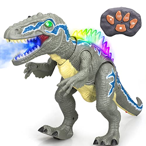 STEAM Life Remote Control Dinosaur Toys for Kids 3 4 5 6 7+ Light Up & Realistic Roaring Sound - T rex Dinosaur Toys - Electronic Walking Dinosaur Toys - Dinosaur Robot Toy for Kids Boys Girls (Gray)