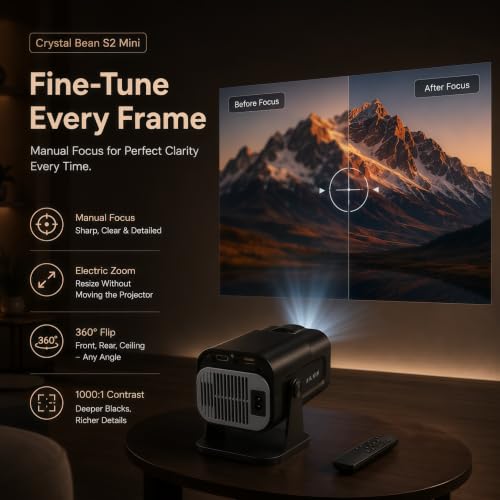 Image of AILKIN Projector 1080P Full HD Support 4K Decoding, Portable Projector with 5G WiFi Bluetooth, 250 Inch Max Display, 50000 Hrs Lamp Life, Home Theater Outdoor Movie Projector