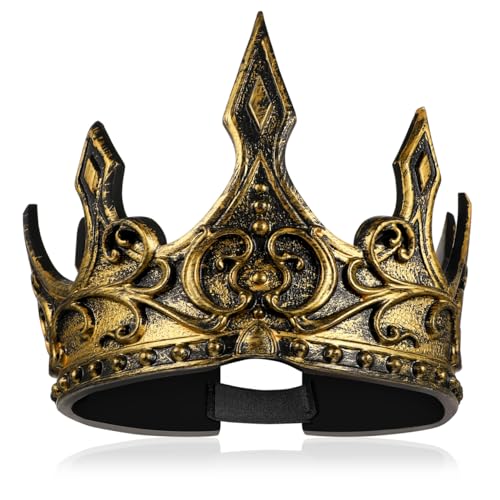 Baluue Couronne royale en PU 3D Couronne royale Médiévale Roi de Bal de Promo Bandeau avec élastique Accessoire de tête Cosplay pour Halloween (Motif aléatoire)