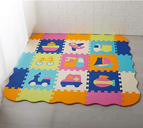 HB.YE Kleurrijk tapijt kruipmat speelmat babymat puzzelmat baby schuim puzzelmat vanaf nul kinderen speeltapijt speelmat baby kruipvloer slaapkamer yoga gymhal (auto, 9-delig) - Afbeelding 3