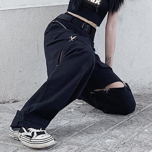 AULKEEP Womens Loose Wide Leg Hip Hop Trousers Dual Purpose Detachable Pants Solid Color Straight Leg Shorts4