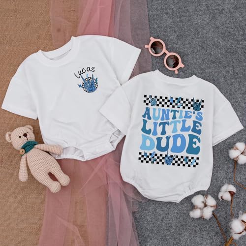 Personalized Auntie'S Little Dude Babies Boys Romper, Aunties Bestie Baby Clothes Boy2