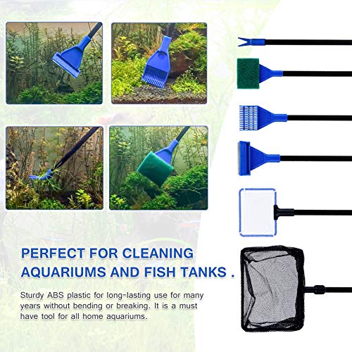 Kit d'outils d'aquarium 9 en 1 avec grattoir en acier inoxydable anti-algues