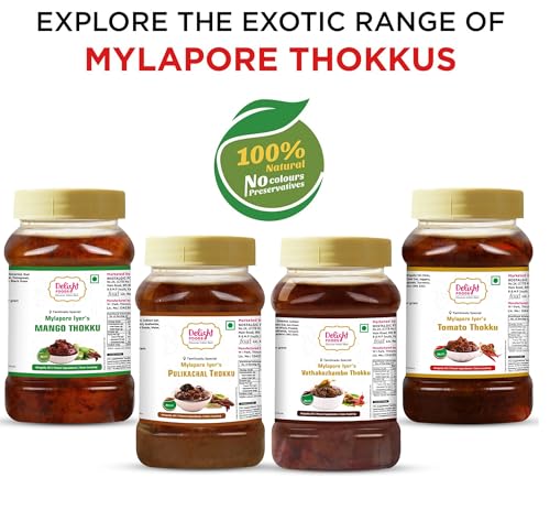 Image of Delight Foods Mylapore Iyer's Tomato Thokku 800g | Traditional Tamil Nadu Rice Mix | Made with Pure Gingelly (Sesame) Oil | Homemade Style Tomato Pickle | No Preservatives