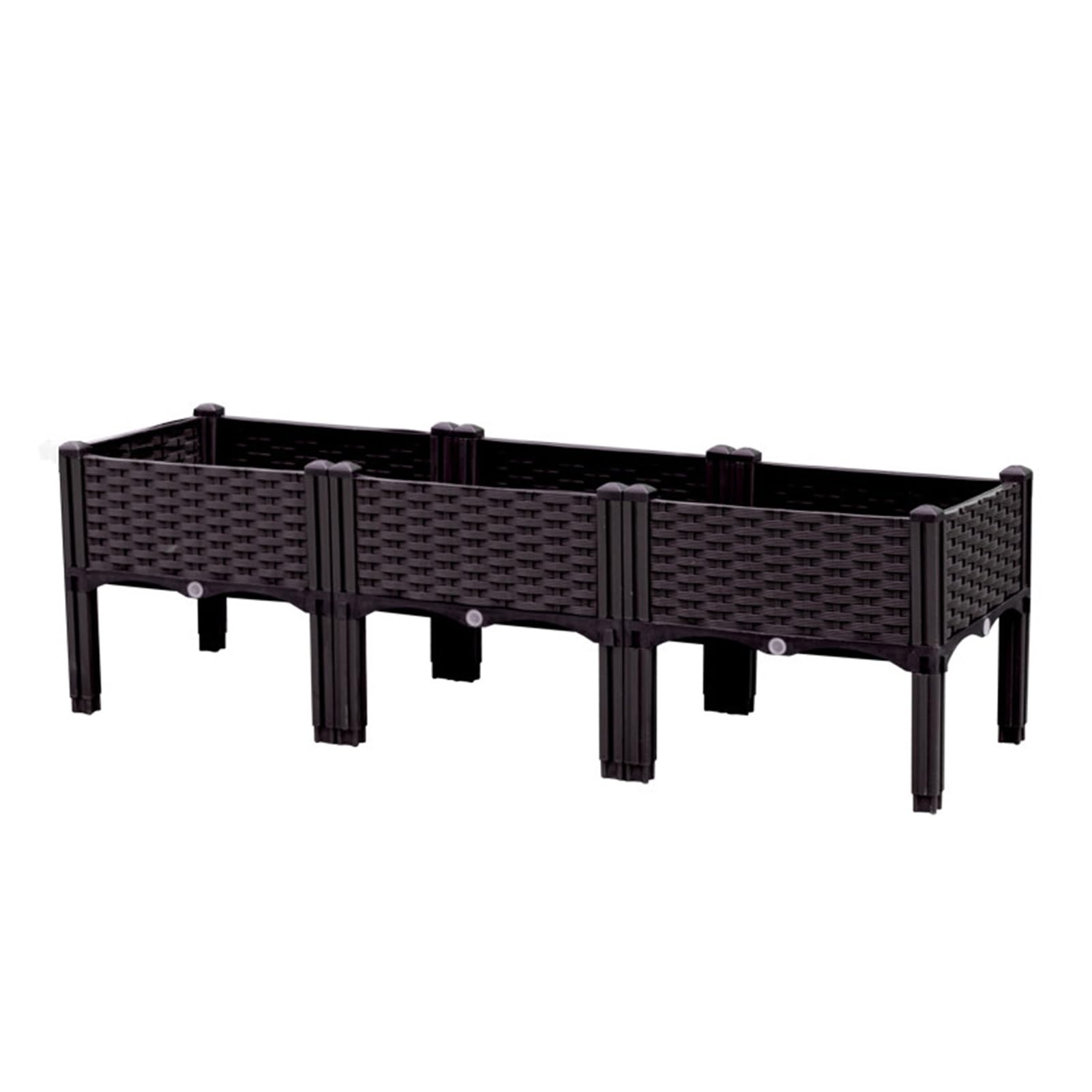 GUODDM Elevated Raised Garden Bed, Plastic Raised Planter Box With Drainage Holes, Outdoor Garden Planting Container For Vegetables, Flowers, Herbs, Brown(120 * 40 * 37cm)