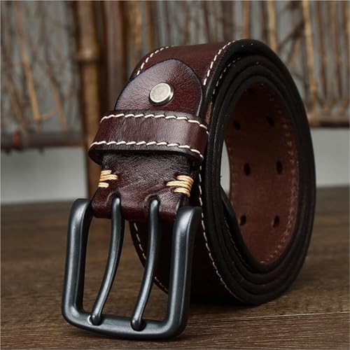 Ceinture vintage cuir de vachette pleine fleur homme double couture