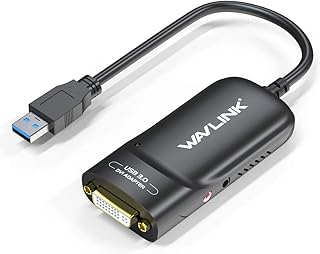 WAVLINK USB 3.0 to DVI Video Graphics Adapter for Multi-Display 6 Monitor, Displaylink Chip, 2048x1152 External Video Card Adapter for Windows Vista/7/8/8.1, Mac OS 10.2 or Above & Chrome OS