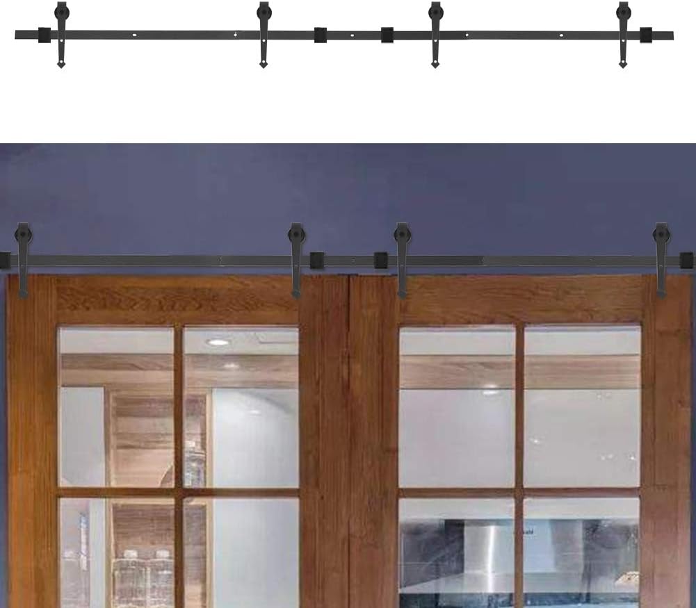 Barn Slid Door Hardware, 13 12 ft Sliding Door Rail Kit, Double Door Arrows Type Barn Sliding Wood Door Track Tools, 13 12 ft Sliding Door Rail Kit, Barn Slid Door HarSliding Door Rail Sliding Doo