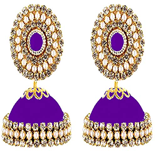 Janvika Novelity Silk Thread Jhumki Stud Earring - Purple For Women (B091R4GPKN) Amazon Price History, Amazon Price Tracker