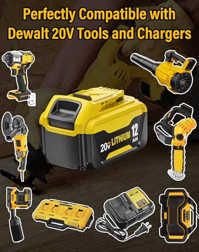 Image of 2Pack 12.0Ah Battery Replacement for Dewalt 20V MAX Battery and Charger Combo Compatible with Dewalt 20 Volt Lithium-Ion Batteries Cordless Power Tools