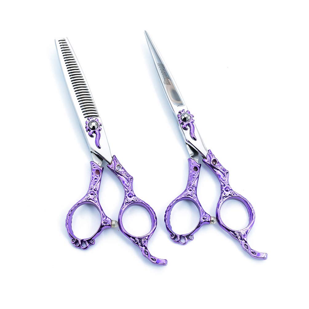 Coupe de Cheveux Ciseaux Kits, Barbiers Inoxydable Ciseaux de Coupe de Cheveux en Acier pour Hommes Femmes Enfants Animaux de Compagnie Salon Barber (Violet)