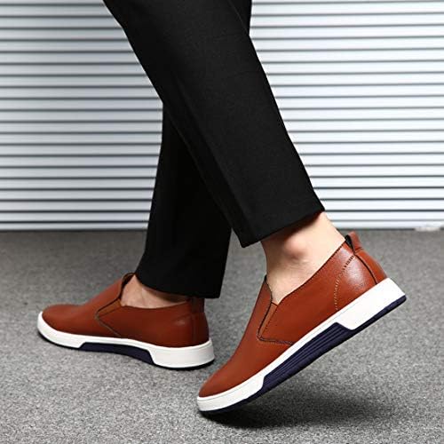 Santimon Men's Slip on Loafers British Style Breathable Flat Dress Shoes Fashion Sneakers Brown 5.5 US | Image 6