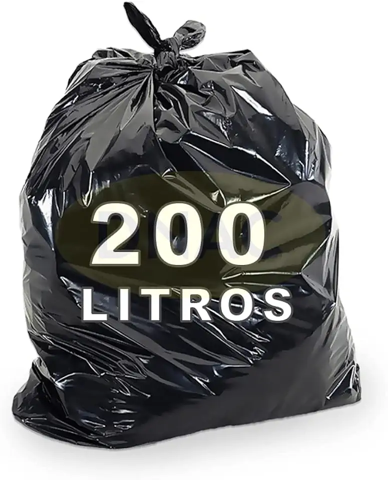 Saco De Lixo Preto 200 Litros 90x110cm 4 Micras Com 100un