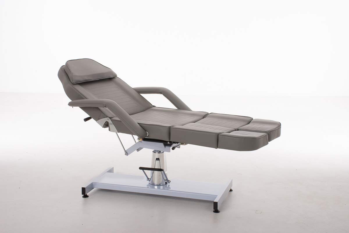 DELUKE Kosmetikliege Passau hydraulisch - 86x185x185cm, Kunstleder, Grau | Massageliege Tattooliege