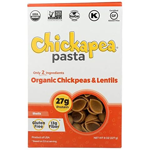 CHICKAPEA PASTA, Organic Pasta, Shells, Pack of 6, Size 8 OZ, (Gluten Free Kosher Vegan 95%+ Organic) Cover