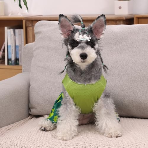 Image of CuteBone Dog Mesh Dress St.Patrick's Day Puppy Sundress Pet Outfit Summer Fashion for Small Dogs Girl Cat Clothes